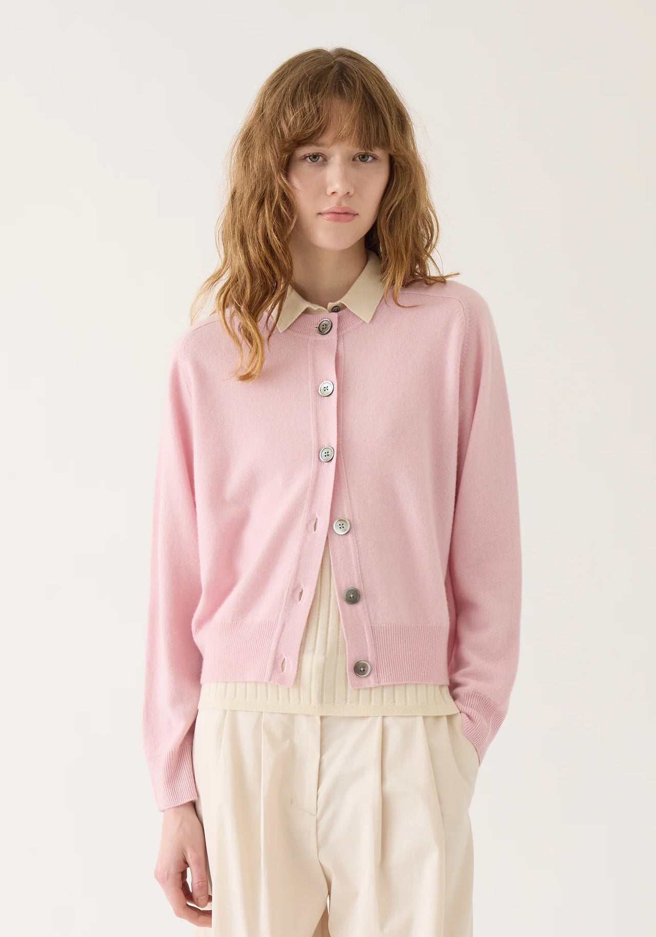 GWEN CASHMERE CARDIGAN - PEONY PINK