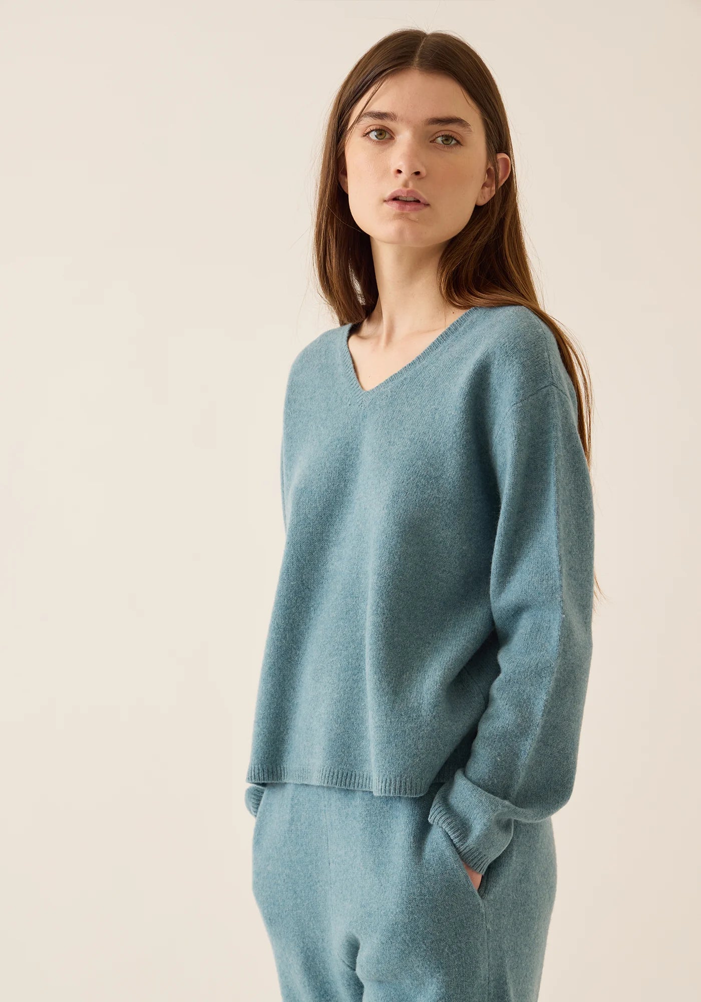 HANNI SWEATER - HEATHER BLUE