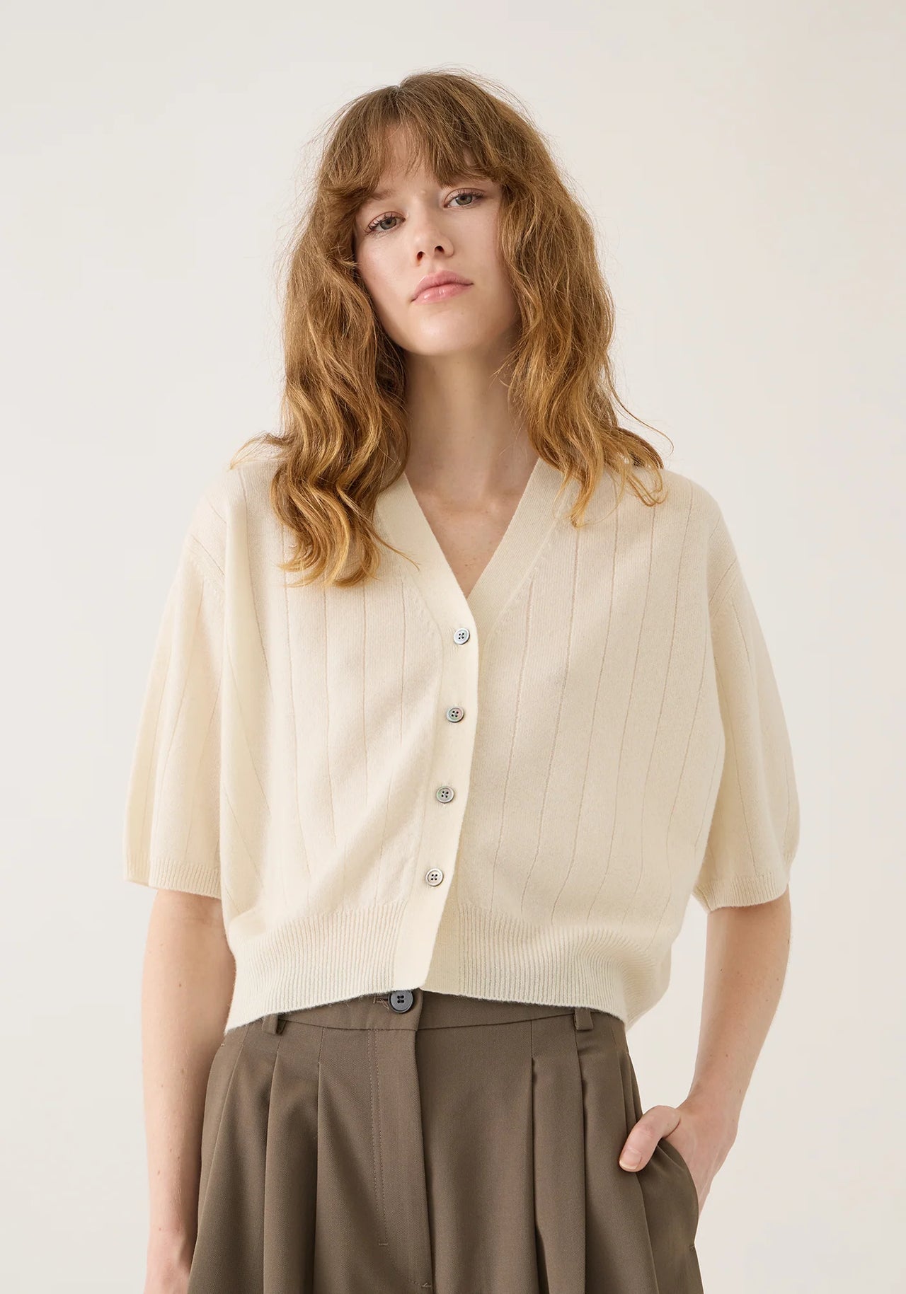 JOAN CASHMERE CARDIGAN - IVORY
