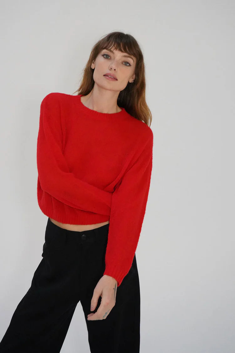 LA COSTA SEMI SHEER SWEATER - BRIGHT RED