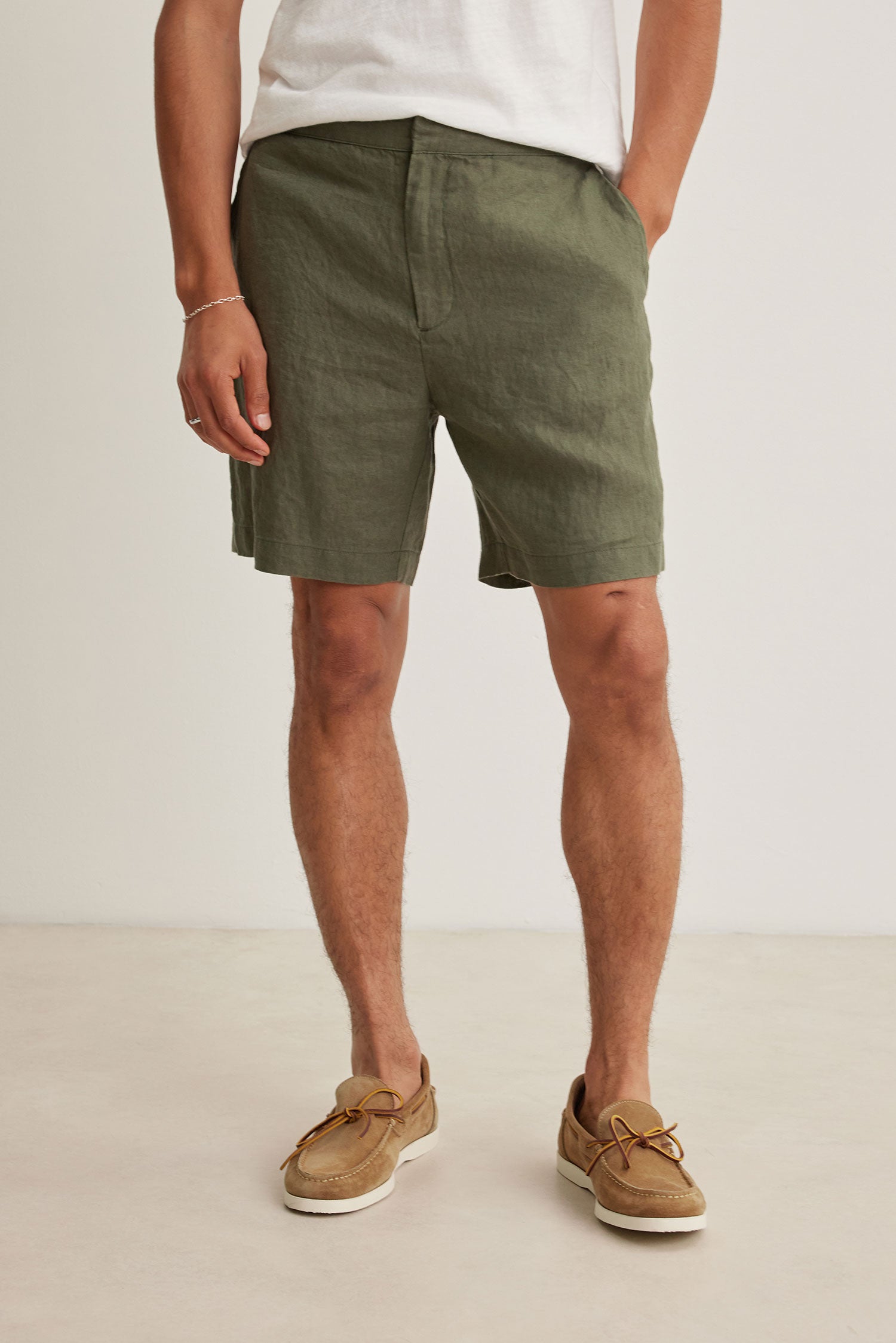 EAMON LINEN SHORT - OLIVE