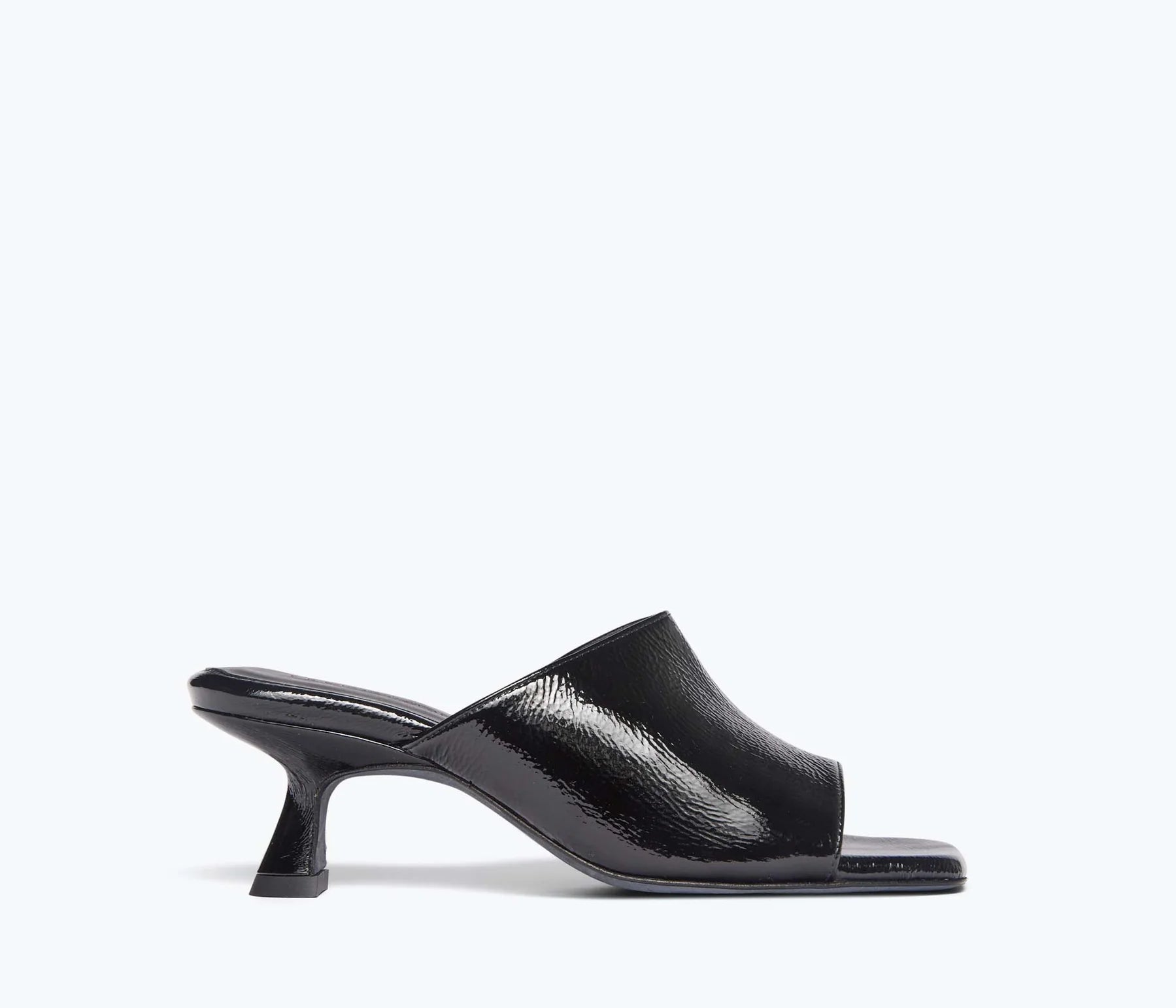 MARIANNE MIDHEEL SANDAL - BLACK CRINKLE PATENT