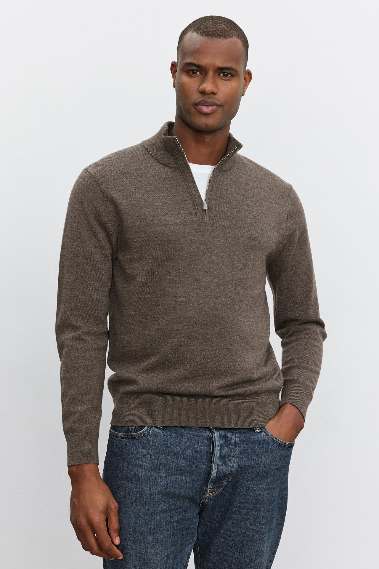 FLETCHER 1/4 ZIP SWEATER - ACORN