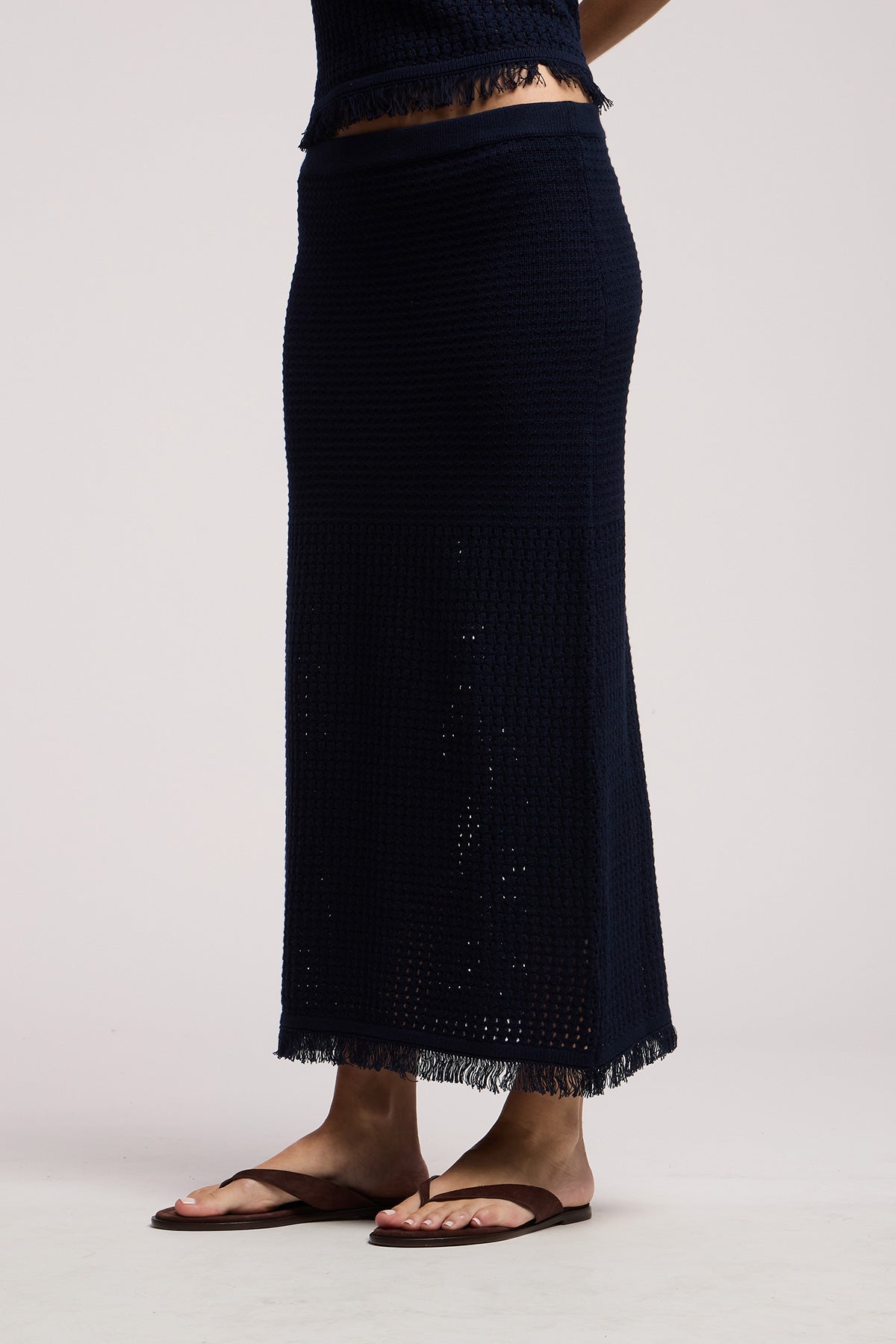 BLYTHE MESH COTTON KNIT SKIRT - NAVY