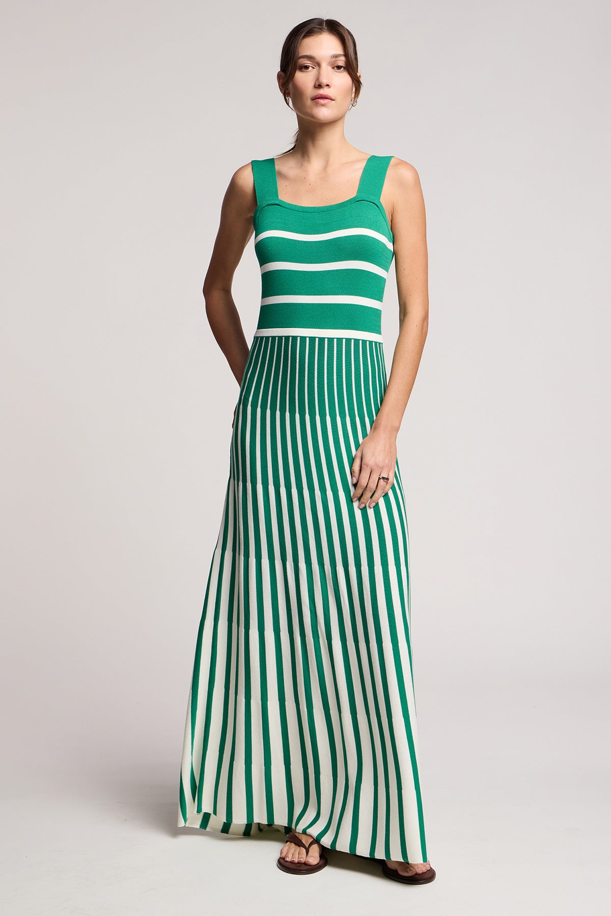 AVELINE STRIP MAVI DRESS - GREEN