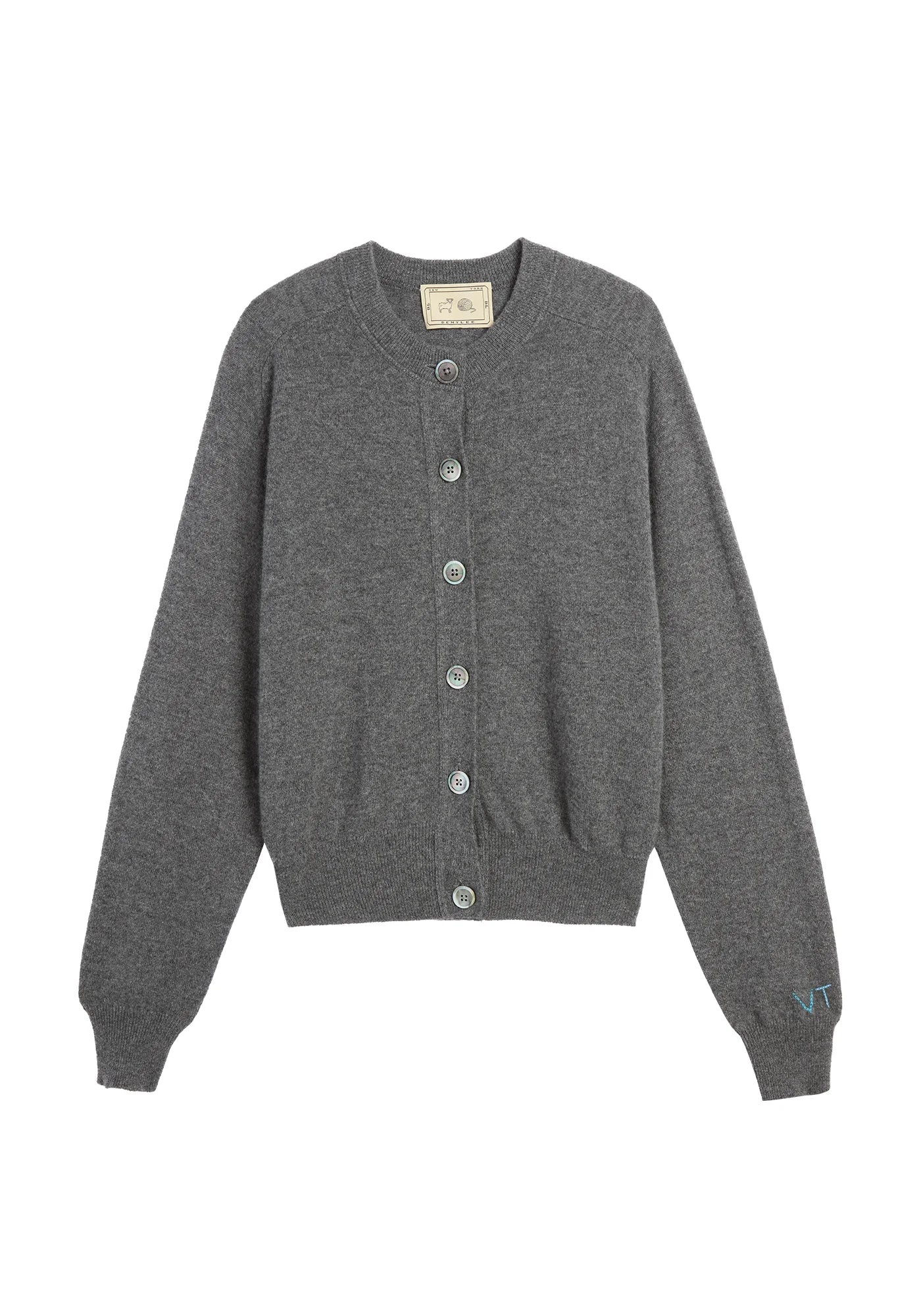 GWEN CASHMERE CARDIGAN - DARK HEATHER GREY
