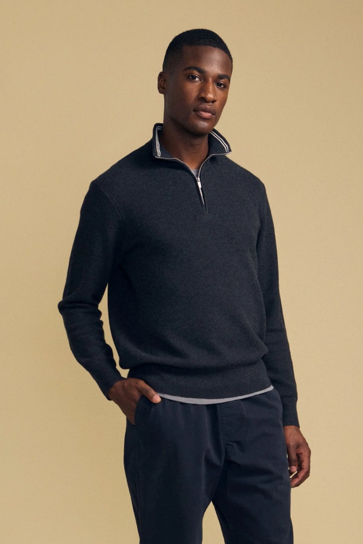 BRENTWOOD 1/4 ZIP SWEATER - CHARCOAL