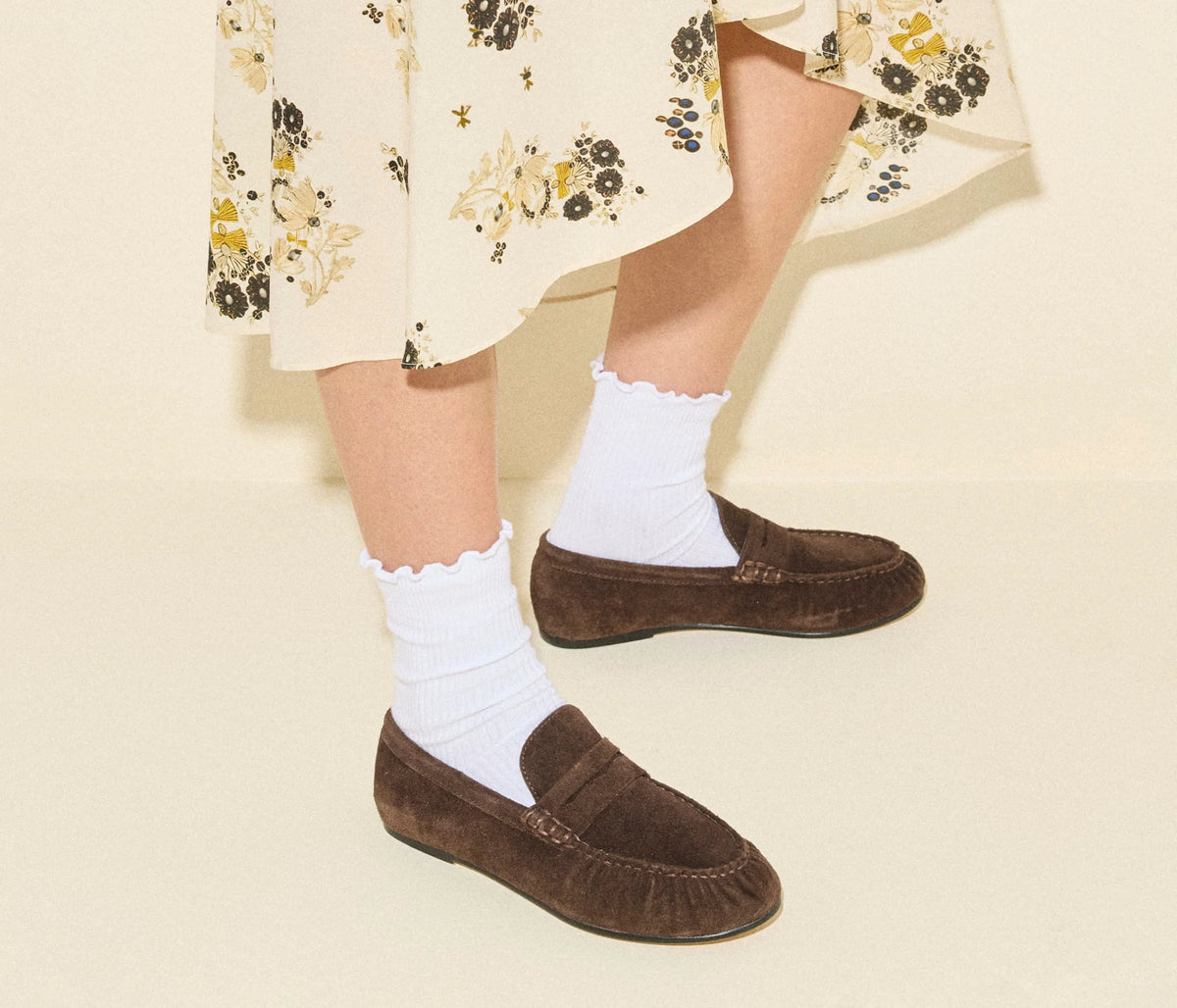 SYDNEY RUCHED PENNY LOAFER - ESPRESSO SUEDE