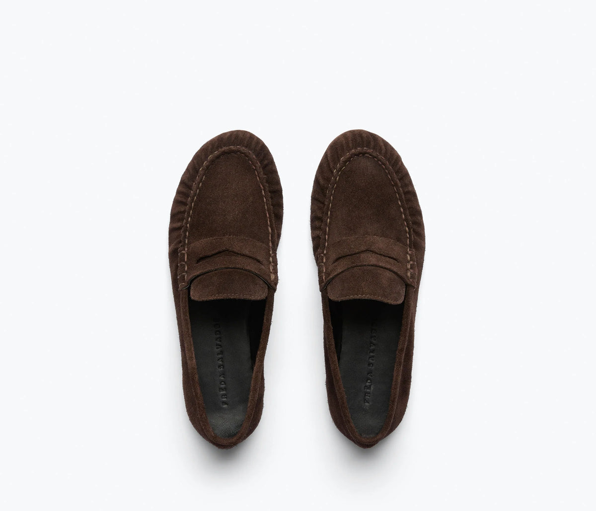 SYDNEY RUCHED PENNY LOAFER - ESPRESSO SUEDE