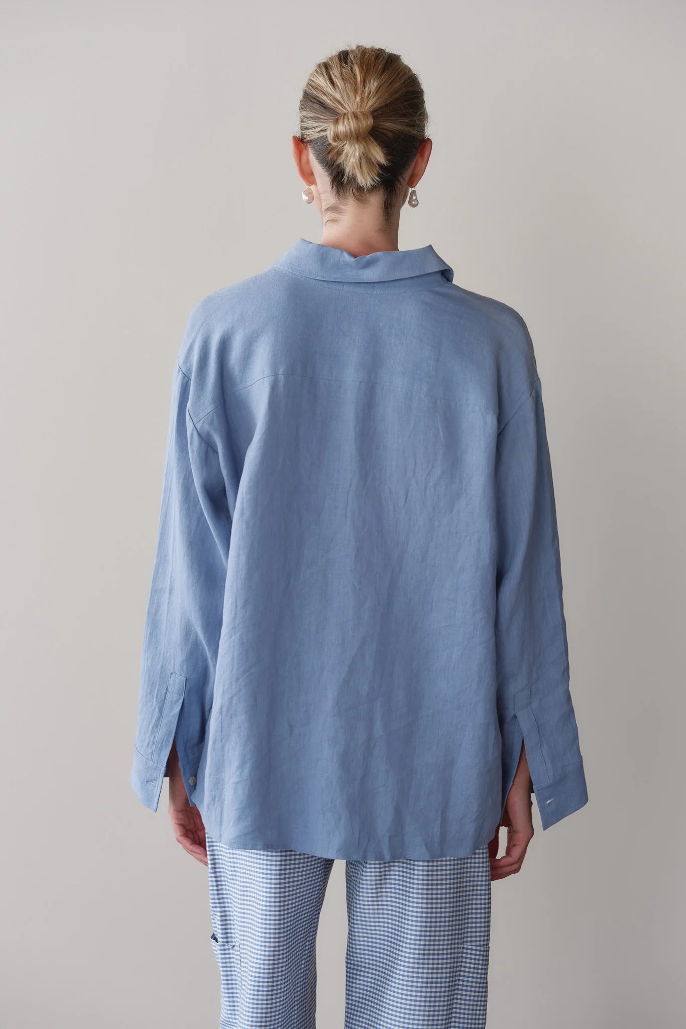 LINEN RELAXED SHIRT - CORNFLOWER