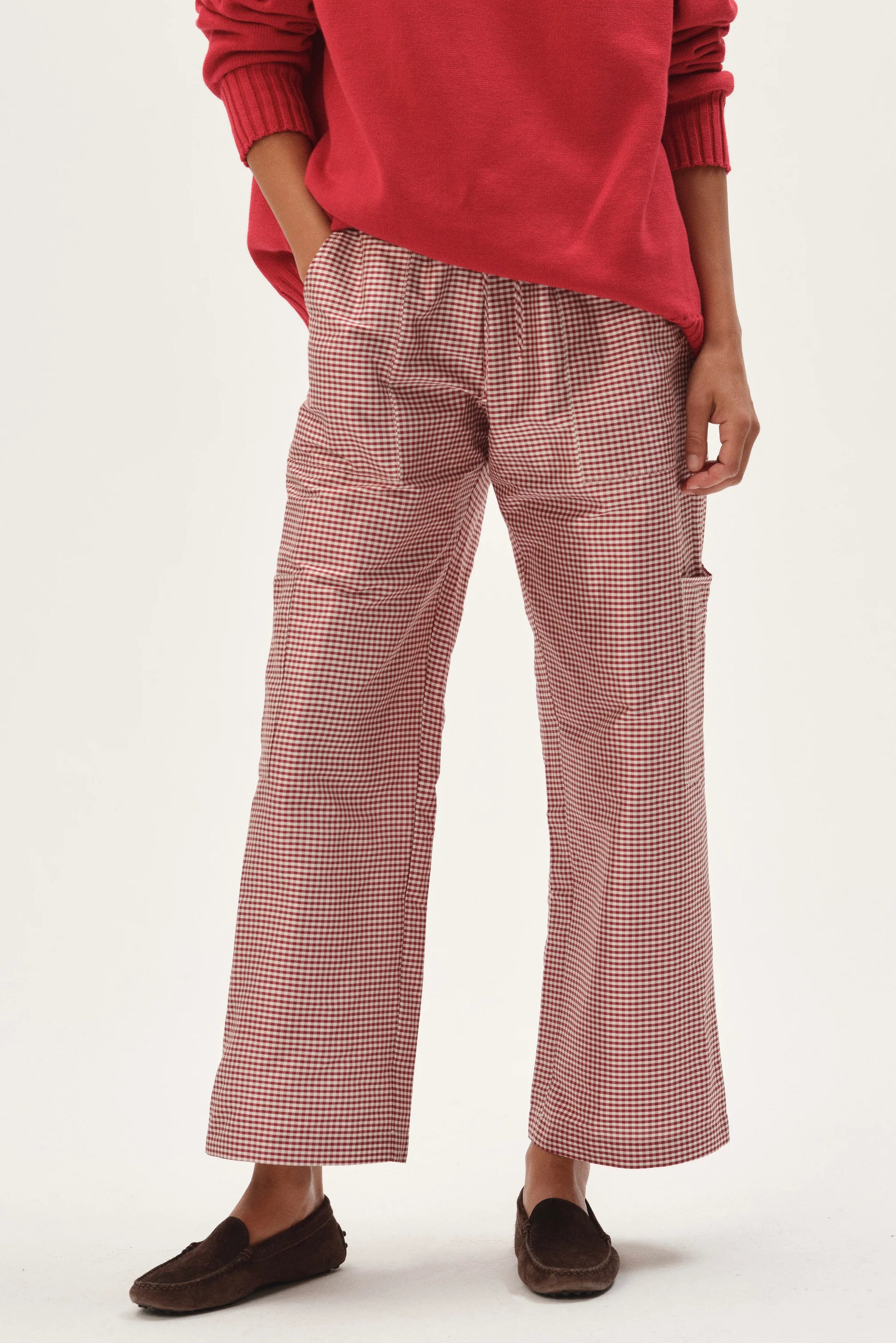 TAFFETA GINGHAM CARGO PANT - BELL PEPPER