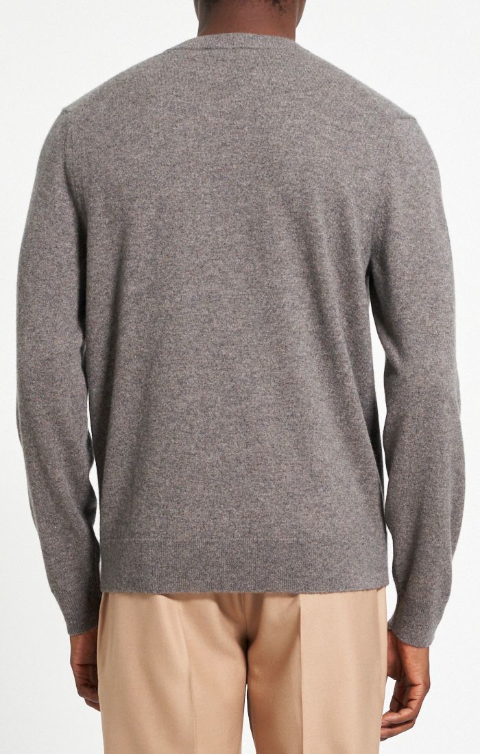 HILLES CASHMERE CREWNECK SWEATER - OTTER MELANGE