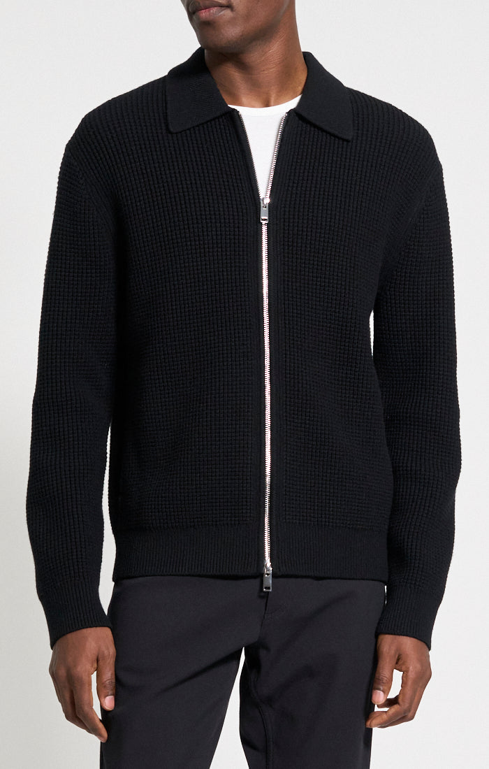 GARY ZIP CARDIGAN - BLACK