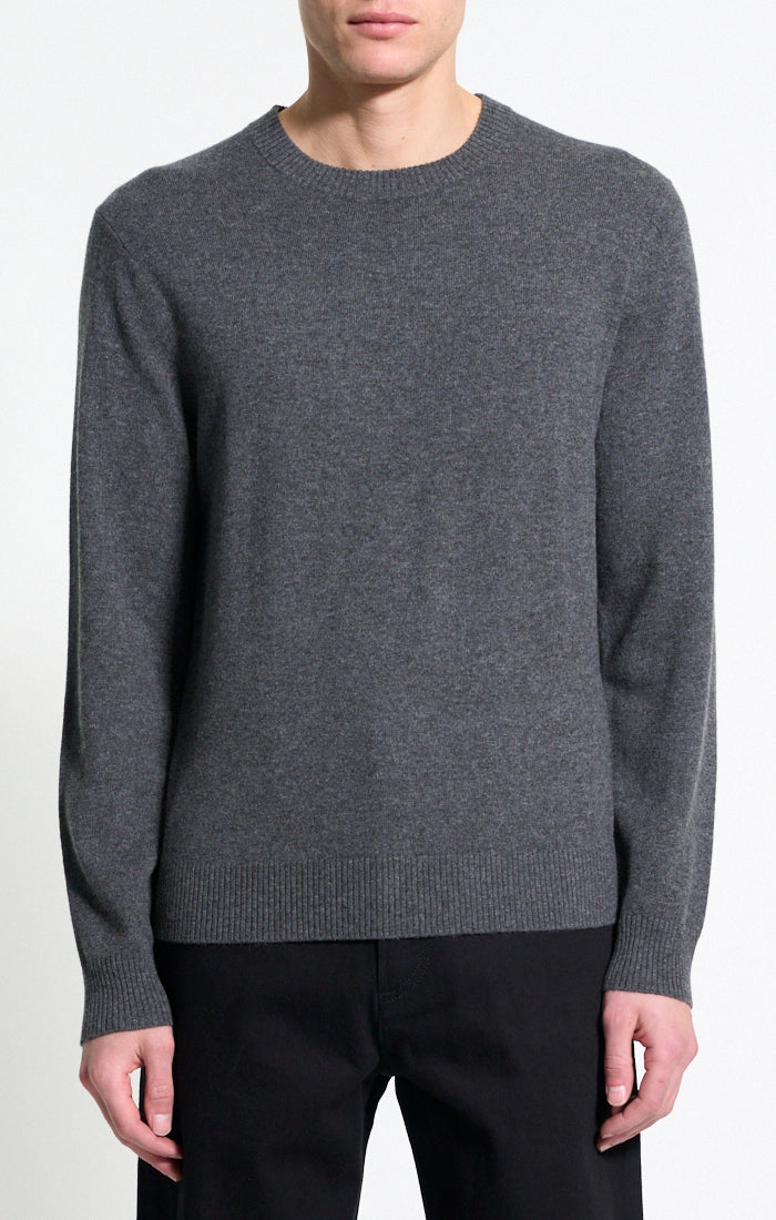 HILLES CASHMERE CREWNECK - CHARCOAL MELANGE