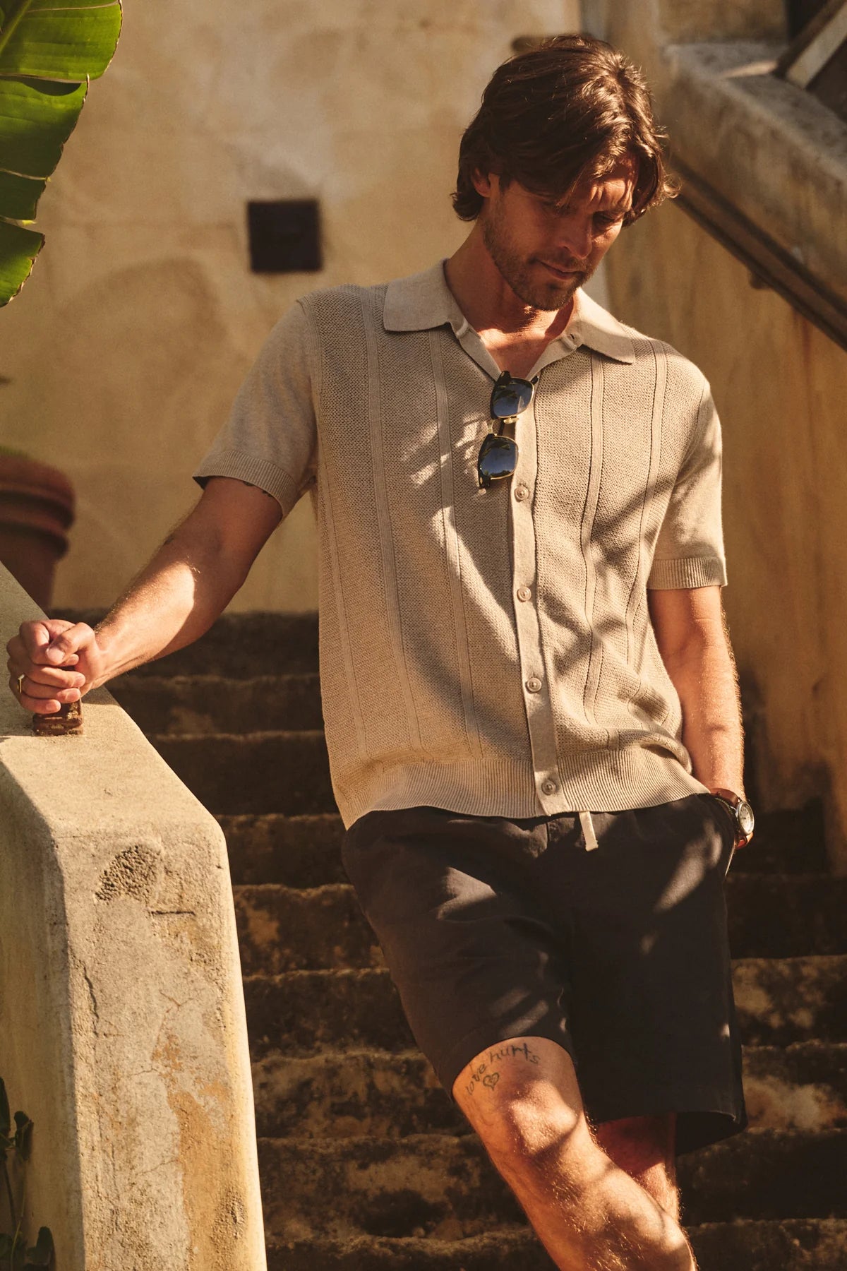 LORENZO SWEATER POLO - FLAX