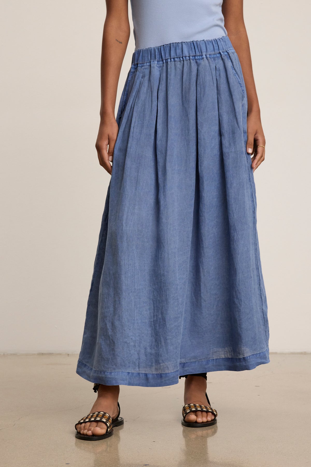 LINDA LINEN SKIRT - INDIGO