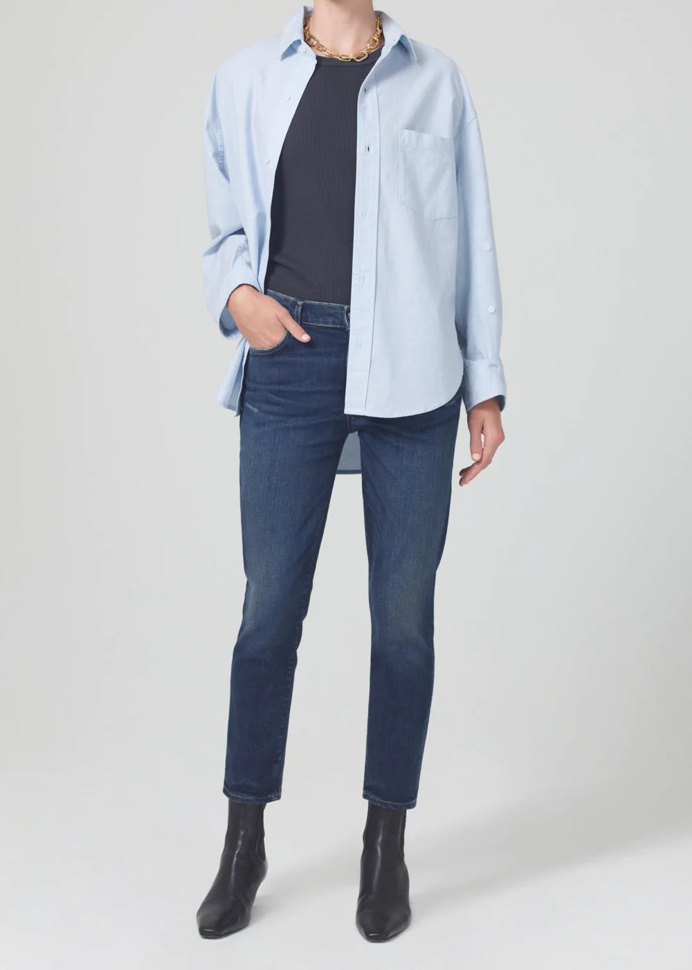 ELLA MID RISE SLIM CROP - SKY LANTERN