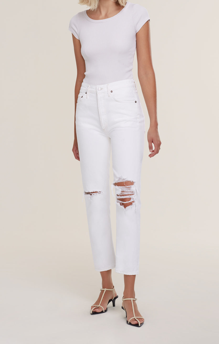 RILEY HI RISE STRAIGHT CROP - VEIL