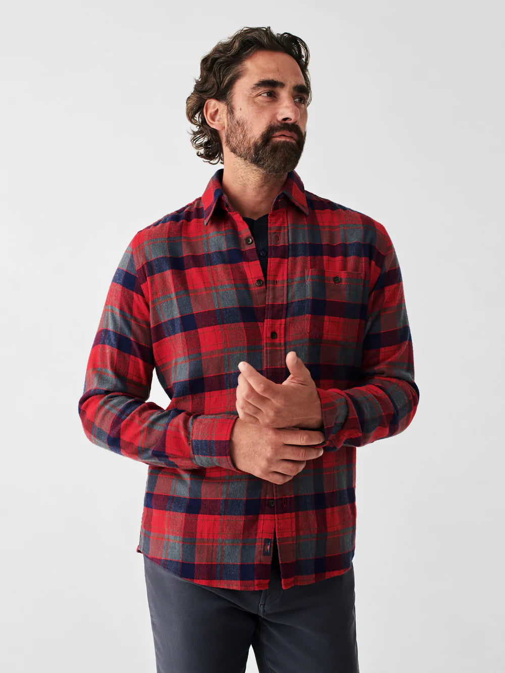 Faherty Brenton Dress Medium Red deals Black Buffalo Plaid Flannel