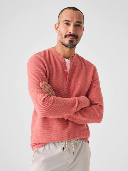 SURF WAFFLE HENLEY - SPRING CORAL HEATHER - Assembly Showroom