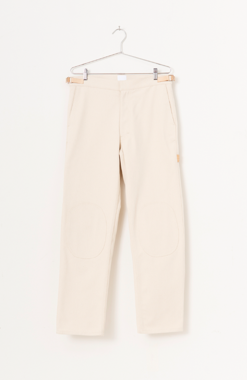 BRUSHED CANVAS DOUBLE KNEE PANT - NATURAL