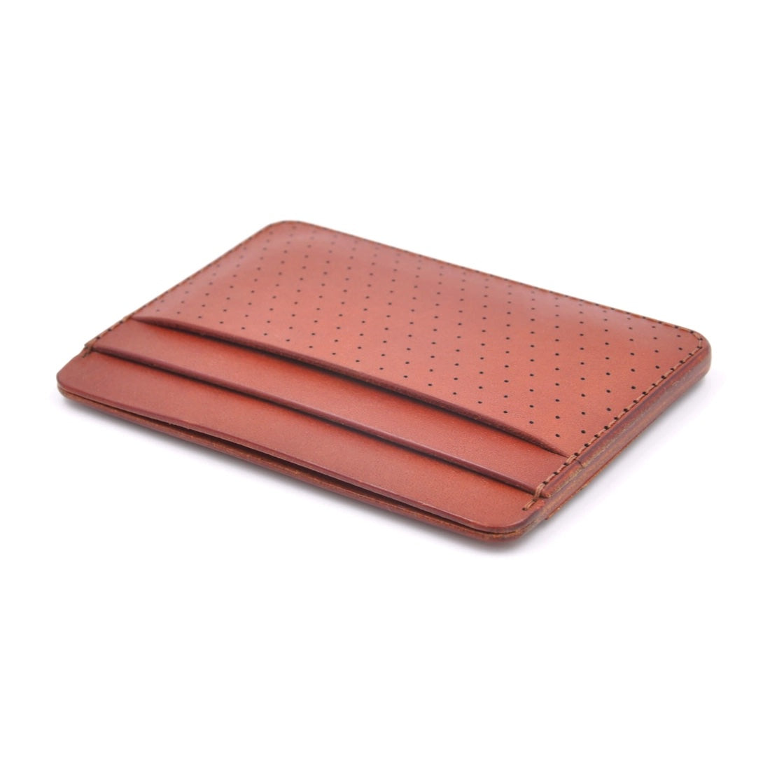 PERFORATED HALF WALLET - BROWN